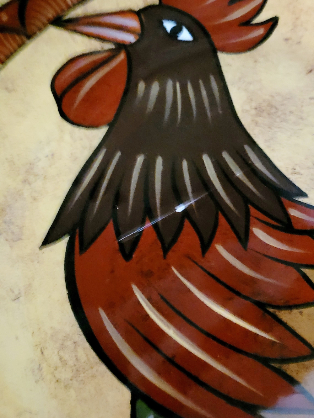 Hand-Painted Rooster Decorative Wall Plate - Multicolor - Picture 3 of 7